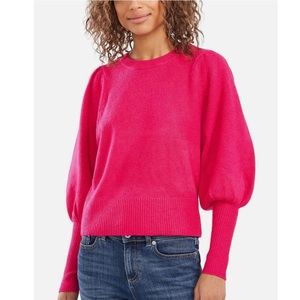Cece Puff Sleeve Knit  Bright Pink Sweater